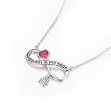 Always In My Heart-Infinity Dark Pink Crystal Dog Foot Necklace