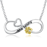 925 Sterling Silver Infinity Love Heart Dog Foot Jewels Necklace