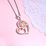 925 Sterling Silver Love Heart Shiny Tree Pendant Lucky Necklace