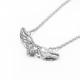 925 Sterling Silver Angel Wing Love Heart Jewels Necklace