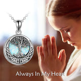 Tree of Life Urn Necklaces/Ring for Ashes Sterling Silver Abalone Shell Tree of Life Cremation Jewelry for Ashes Memory Jewelry for Women Men