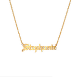 Stephanie - 925 Sterling Silver Personalized Gothic Name Necklace Adjustable 16”-20”