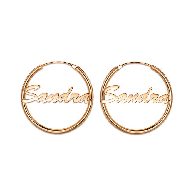 Copper Personalized Simple Hoop Name Earrings