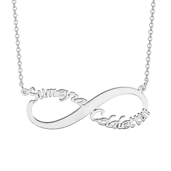 925 Sterling Silver Personalized Infinity Name Necklace Adjustable 18”-20"