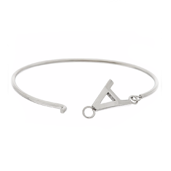 925 Sterling Silver Personalized Block Initial Bangle