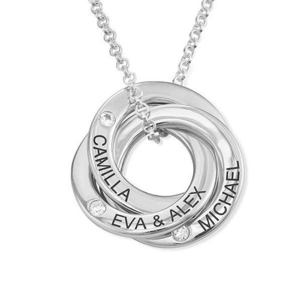 Ring 925 Sterling Silver Personalized Engraved Cubic Zirconia Name Necklaces Adjustable 16”-20”