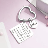 Custom Engraved Calendar Keychain Heart Key Ring Save the Date Keychain Creative Gift