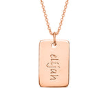 Copper/925 Sterling Silver  Personalized Engraved Rectangle Necklace -Adjustable 16”-20”