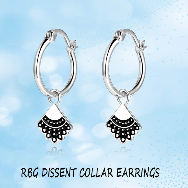 925 Sterling Silver rbg Dissent Collar Earrings Dangle Drop Jewelry Gifts for Women Fan of Ruth Bader Ginsburg