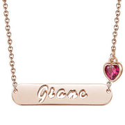 Giane 925 Sterling Silver Personalized Birthstone Bar Name Necklace Adjustable Chain 16"-20"