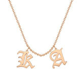 Two Letter 925 Sterling Silver Personalized Old English Name Necklace Adjustable Chain 16"-20"