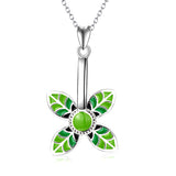925 Sterling Silver Good Luck Four-leaf clover Pendant Necklace