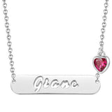 Giane 925 Sterling Silver Personalized Birthstone Bar Name Necklace Adjustable Chain 16"-20"