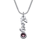 Vertical 925 Sterling Silver Personalized Dangling Birthstone Name Necklace Adjustable Chain 16"-20"