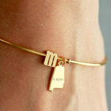 925 Sterling Silver Personalized Build Your Own State Bracelet-Yellow Gold Plated
