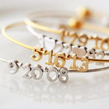 925 Sterling Silver Personalized Date  Bracelet-White Gold/Yellow Gold Plated