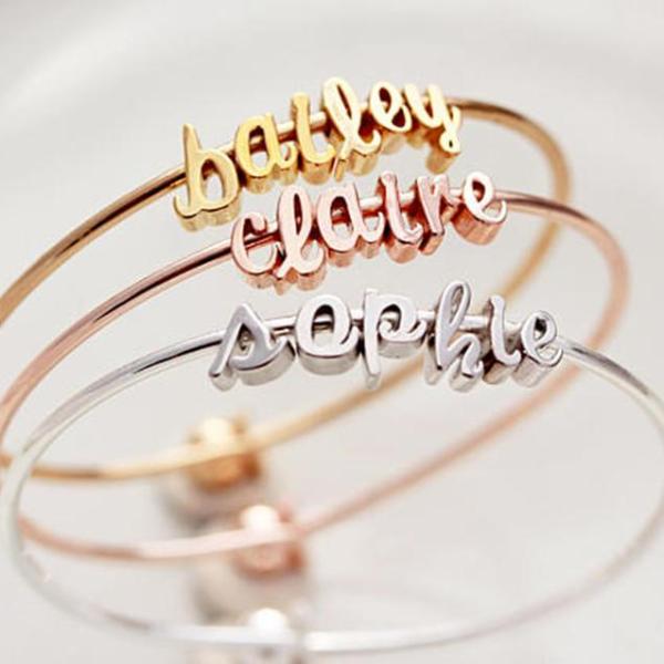 925 Sterling Silver Personalized Children's Name Bracelet-White Gold/Yellow Gold/Rose Gold Plated