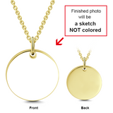 14K Gold Personalized Kids Engraved Photo Necklace Adjustable 16”-20”