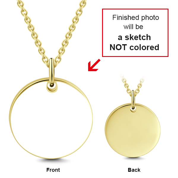 14K Gold Personalized Kids Engraved Photo Necklace Adjustable 16”-20”