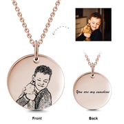925 Sterling Silver  Personalized Kids Engraved Photo Necklace Adjustable 16”-20”