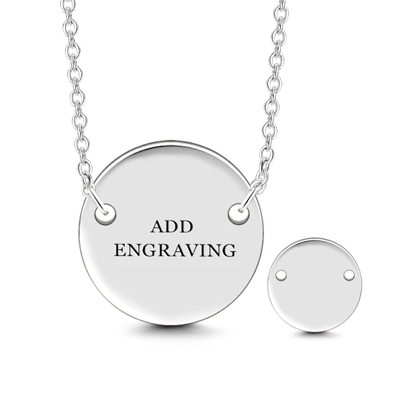 Copper/925 Sterling Silver Personalized Engravable Hang Tag Round Necklace-Adjustable 16”-20”