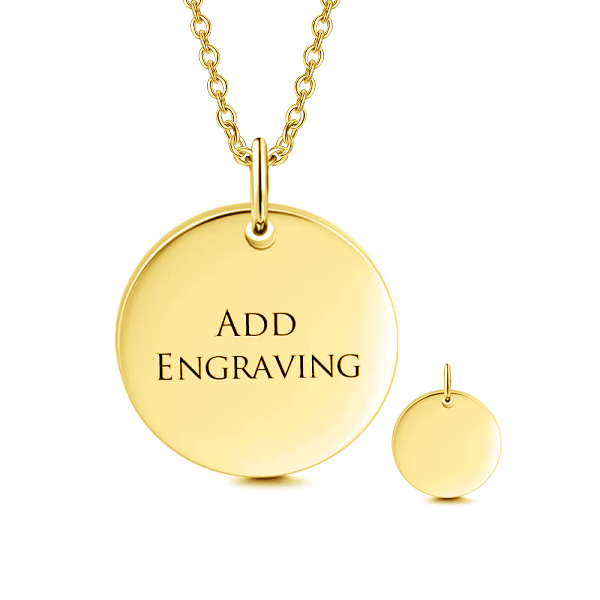 14K Gold Personalized Engravable Hang Tag Necklace Adjustable 16”-20”