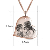 Sealed With A Kiss - Love Heart 925 Sterling Silver Personalized Engraved Photo Necklace Adjustable 18”-20”