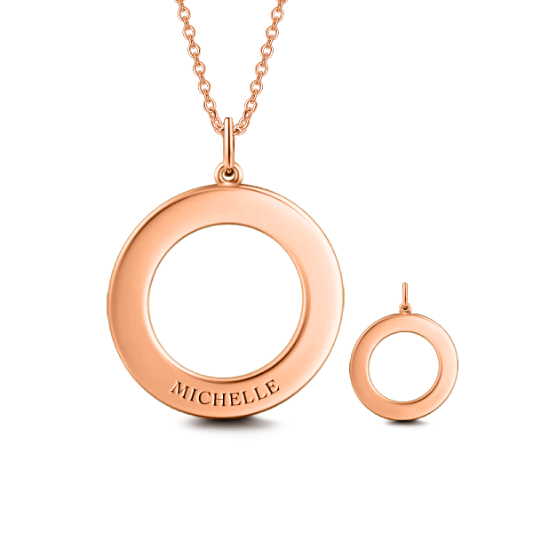 10K/14K Gold Personalized Engravable Disc Necklace Adjustable 16”-20”-White Gold/Yellow Gold/Rose Gold