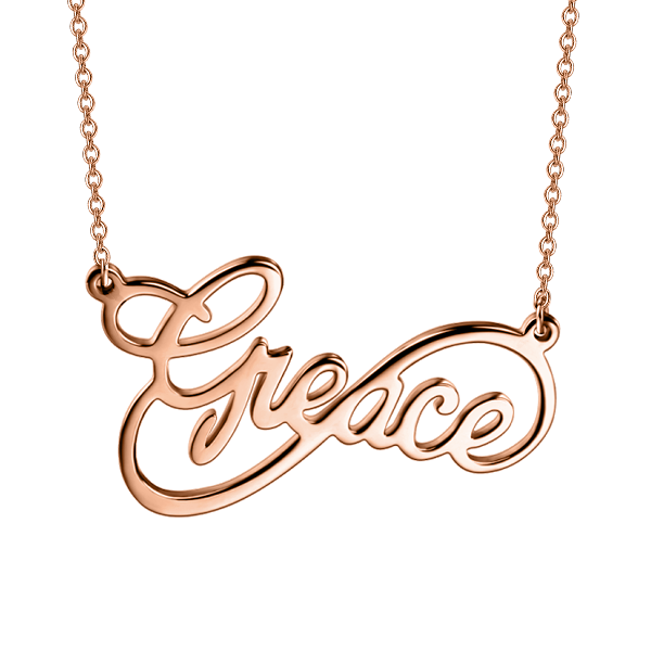 Copper/925 Sterling Silver Personalized Infinity Name Necklace