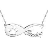 Pawprint Infinity Name Necklace-Silver/14K Gold