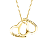 Two Hearts as One - Collar de corazón doble personalizado de oro de 10K/14K ajustable 16"-20"