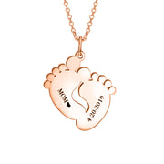 Baby Feet 10K/14K Gold Personalized Engravable Name And Birthday Hang Tag MemoriesNecklace Adjustable 16”-20”