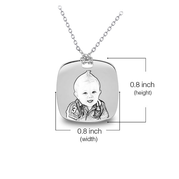 SQUARE BABY PHOTO ENGRAVED NECKLACE