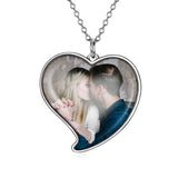 Love You-925 Sterling Silver Personalized Heart Color Photo Necklace Adjustable 16"-20"