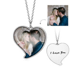 Love You-925 Sterling Silver Personalized Heart Color Photo Necklace Adjustable 18"-20"