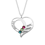 925 Sterling Silver Personalized Birthstone Heart Name Necklace Adjustable 16”-20”