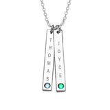 Copper/925 Sterling Silver Personalized Bar Necklace with Birthstone Adjustable 18”-20”