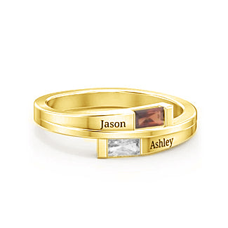 Copper/925 Sterling Silver Personalized Engraved Birthstone Ring
