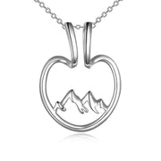 Snowy Mountain Ring Holder Necklace in White Gold Sterling Silver