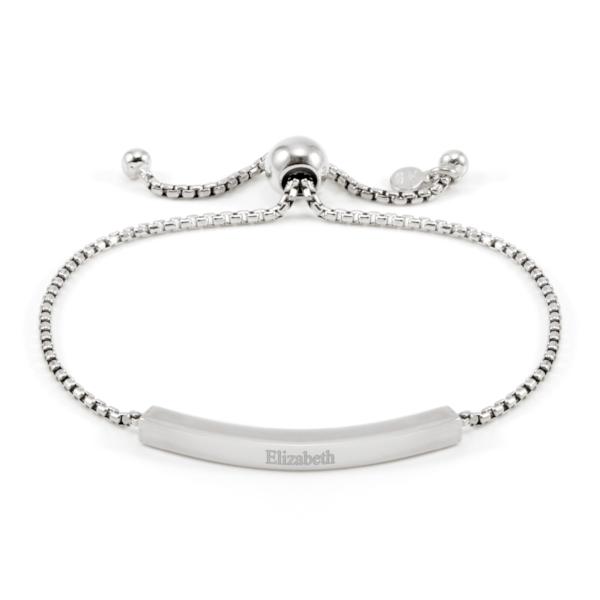 925 Sterling Silver Personalized Engraved Bar Bracelet Adjustable 6”-7.5”