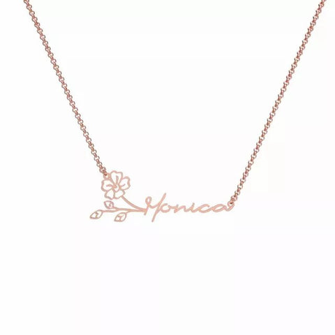 Fashion Name Necklace with Birth Flower
