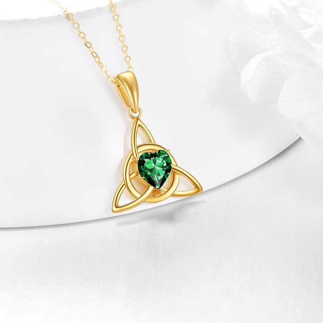 Collana con nodo celtico in oro massiccio 14 carati Regali di gioielli Triquetra irlandesi