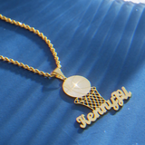 Basketball Nameplate Pendant Personalized Custom Gold Plated Name Necklace