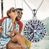 Sterling Silver Viking Compass Nordic Runes Vegvisir Pendant Necklace Jewelry