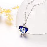 Heart Urn Necklace for Ashes with Crystal I Love You In 925 Silver Cremation Jewelry