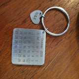 Custom Engraved Calendar Keychain Heart Key Ring Save the Date Keychain Creative Gift