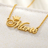925 Sterling Silver Personalized Necklace Custom Name Crown Necklace Adjustable Chain 16"-20"