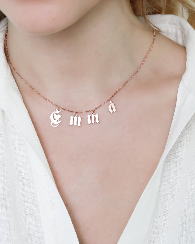925 Sterling Silver Initial Custom Name Jewelry Spaced Letter Necklace