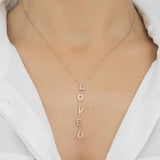 925 Sterling Silver Custom Love Word Name Necklace Dangled Initial Name Necklace Adjustable Chain