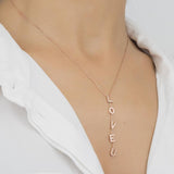 925 Sterling Silver Custom Love Word Name Necklace Dangled Initial Name Necklace Adjustable Chain